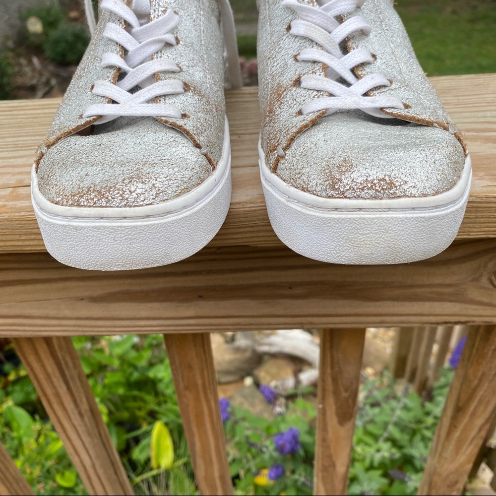 TOMS Silver Metallic Lennox Low Top Platform Lace Up Sneaker Size 6.5 - Picture 6 of 11